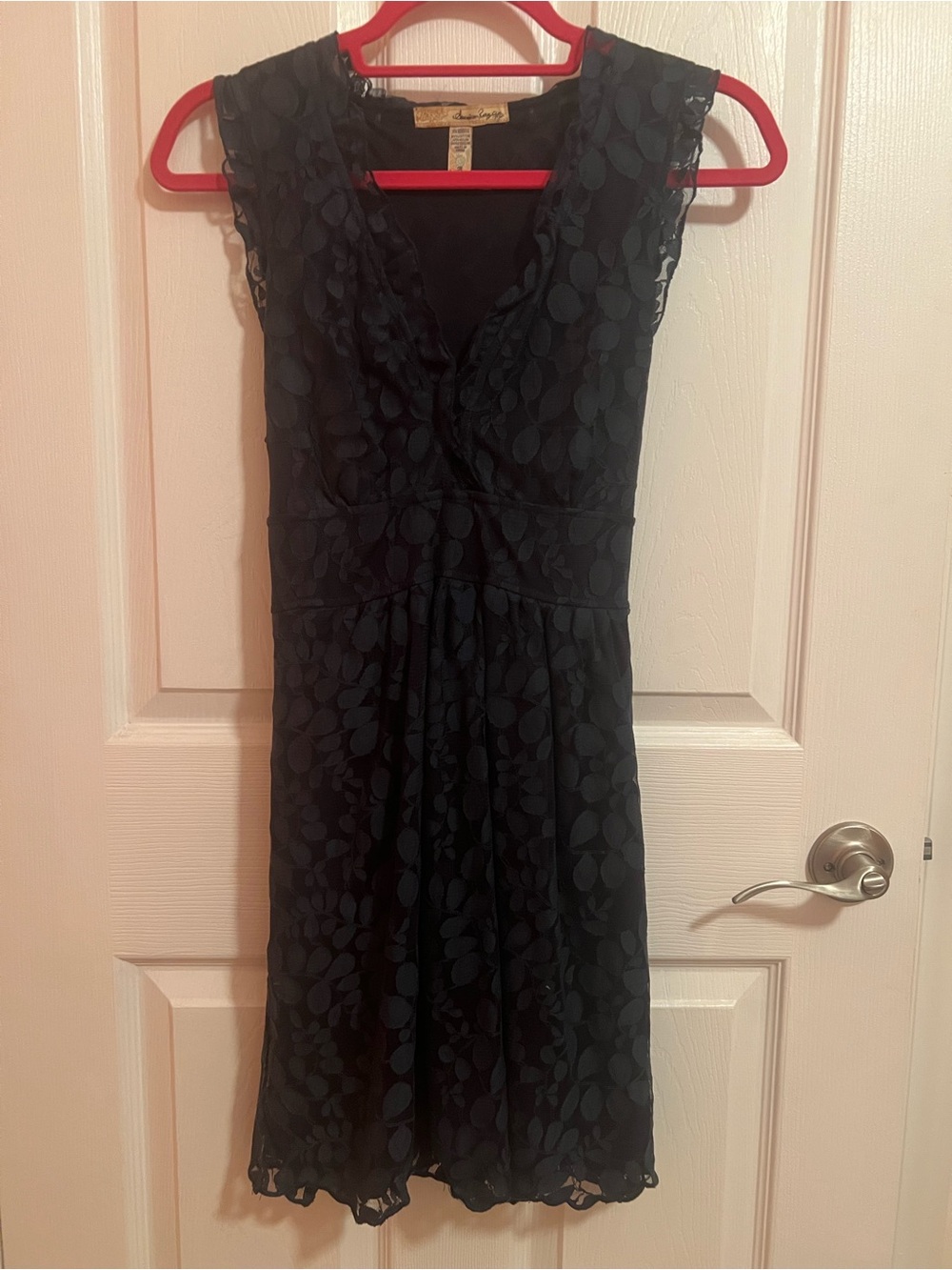 American Rag Teal Floral-Textured Sleeveless V-Neck Dress